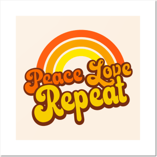 Peace, Love, Repeat - Retro Rainbow Posters and Art